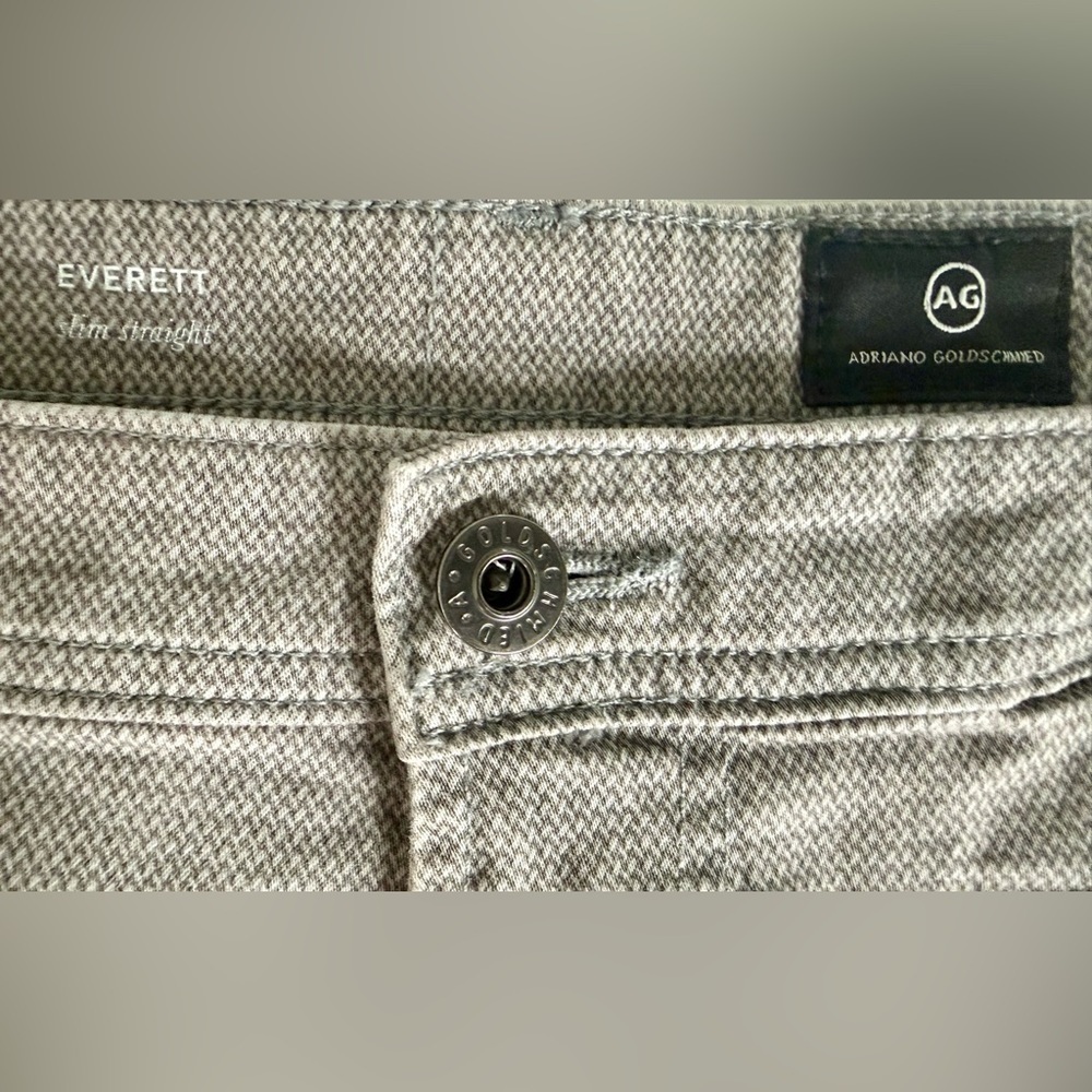 AG Adriano Goldschmied Everett Slim Straight Pants 38x32 Gray Micro Houndstooth